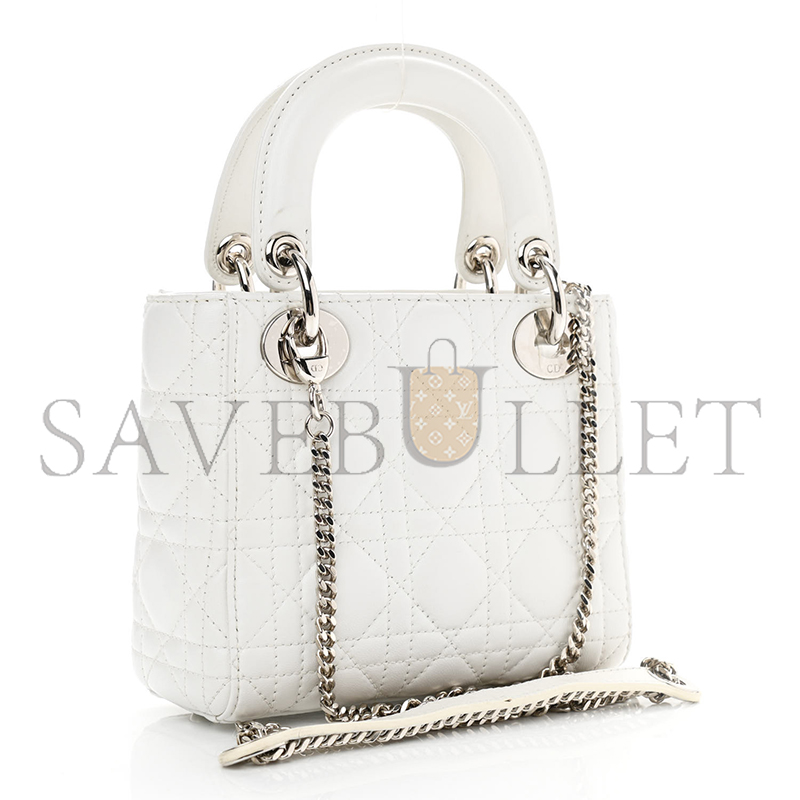 D*or lambskin cannage mini lady D*or white (17*15*7.6cm)